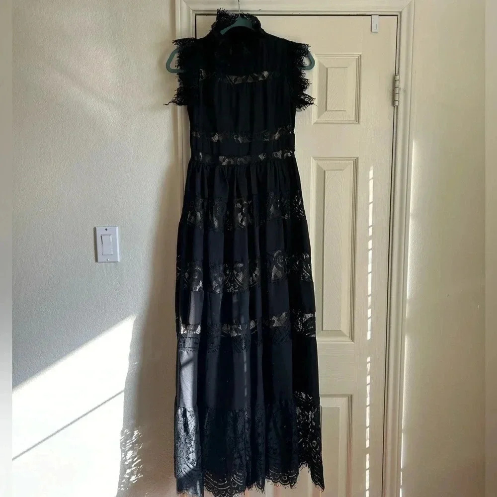 NWT Laklook Black Lace Tiered Maxi Dress